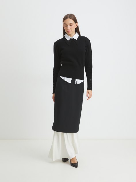 Женский джемпер поло MAISON DAVID, Артикул QM3325, черный | 4273126. Ракурс 2 Женский джемпер поло MAISON DAVID, Артикул QM3325, черный | 4273126. Ракурс 2