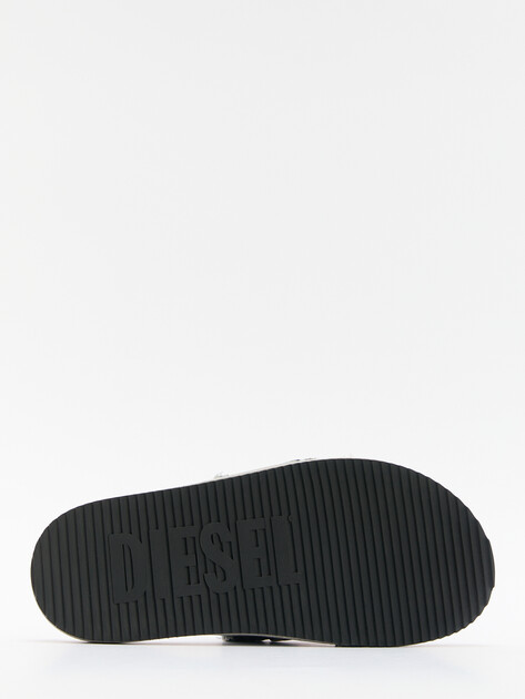 Шлепанцы из денима DIESEL SA-SLIDE D OVAL, Артикул Y03356, серо-голубой | 4278627. Ракурс 4