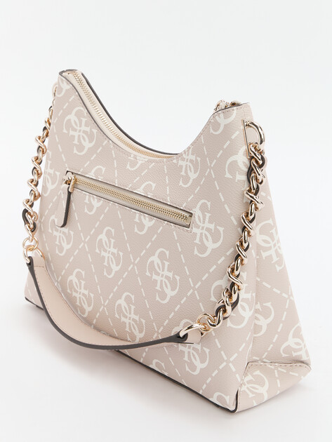 Женская сумка на плечо GUESS IZZY TOP ZIP SHOULDER BAG, Артикул HWOQ8654010, бежево-розовый | 4286689. Ракурс 4 Женская сумка на плечо GUESS IZZY TOP ZIP SHOULDER BAG, Артикул HWOQ8654010, бежево-розовый | 4286689. Ракурс 4