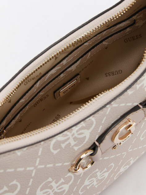 Женская сумка на плечо GUESS IZZY TOP ZIP SHOULDER BAG, Артикул HWOQ8654010, бежево-розовый | 4286689. Ракурс 5 Женская сумка на плечо GUESS IZZY TOP ZIP SHOULDER BAG, Артикул HWOQ8654010, бежево-розовый | 4286689. Ракурс 5