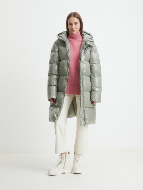 Женский пуховик MAISON DAVID, Артикул 2023-505Y, серо-зеленый | 4288937. Ракурс 2