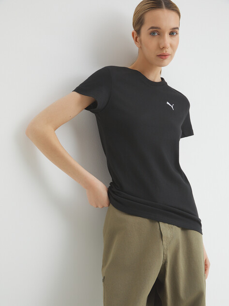 Женская футболка PUMA ESS Tee, Артикул 682374, черный | 4289103. Ракурс 5 Женская футболка PUMA ESS Tee, Артикул 682374, черный | 4289103. Ракурс 5