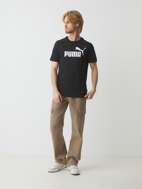 Мужская футболка PUMA ESS No. 1 Logo Tee, Артикул 682532, черный | 4289134. Ракурс 2