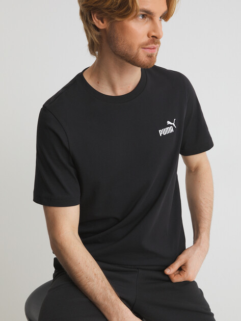 Мужская футболка PUMA ESS Small No. 1 Logo Tee, Артикул 682534, черный | 4289210. Ракурс 5