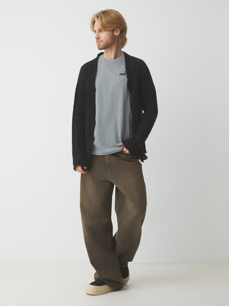 Мужская футболка PUMA ESS Small No. 1 Logo Tee, Артикул 682534, светло-серый | 4289224. Ракурс 2