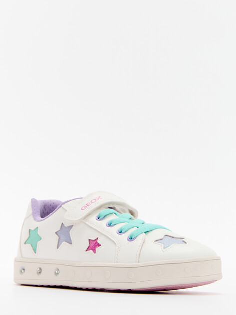 Детские кроссовки со светящейся подошвой GEOX J SKYLIN GIRL, Артикул J558WB, белый | 4290393. Ракурс 2