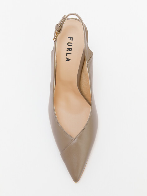 Женские туфли с открытой пяткой (слингбэк) FURLA FURLA CORE, Артикул YJ20FCD, серо-коричневый | 4291527. Ракурс 4