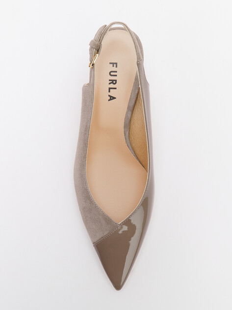 Женские туфли с открытой пяткой (слингбэк) FURLA FURLA CORE, Артикул YJ22FCD, серо-коричневый | 4291626. Ракурс 5 Женские туфли с открытой пяткой (слингбэк) FURLA FURLA CORE, Артикул YJ22FCD, серо-коричневый | 4291626. Ракурс 5