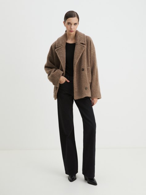 Женское полупальто тедди MAISON DAVID LILOU_TEDDY, Артикул LILOU_TEDDY, серо-коричневый | 4293623. Ракурс 2