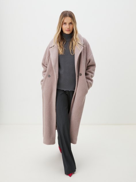 Женское пальто тедди MAISON DAVID JULIA_TEDDY, Артикул JULIA_TEDDY, серо-розовый | 4293685. Ракурс 2