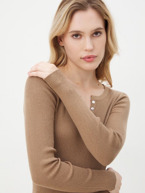 Женский джемпер MAISON DAVID, Артикул DE020, коричнево-бежевый | 4301135. Ракурс 3