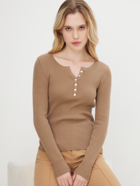 Женский джемпер MAISON DAVID, Артикул DE020, коричнево-бежевый | 4301135. Ракурс 5