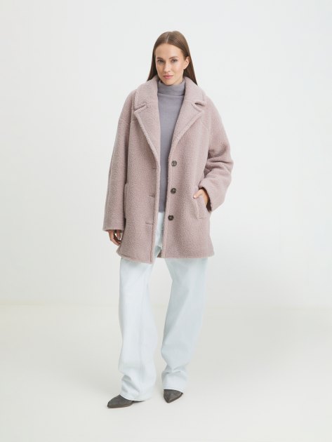 Женское полупальто тедди MAISON DAVID ROZALI_TEDDY, Артикул ROZALI_TEDDY, серо-розовый | 4301517. Ракурс 2
