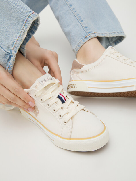 Женские кеды U.S.POLO ASSN. RACHEL GLB 5FX, Артикул 101937967, светло-бежевый | 4302275. Ракурс 2