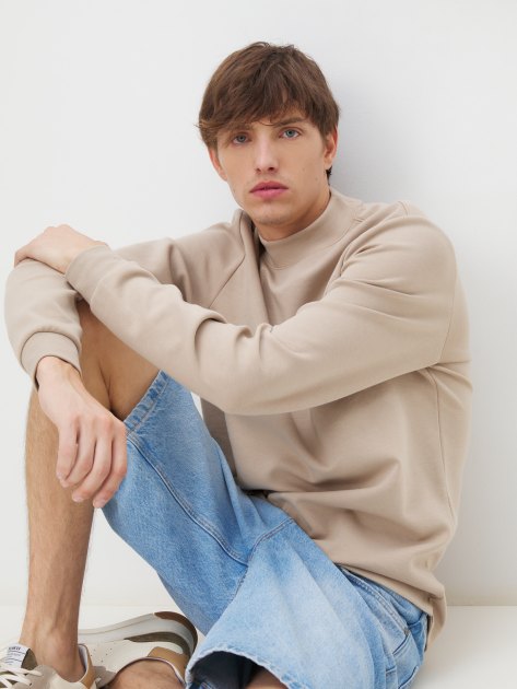 Мужской лонгслив MAISON DAVID, Артикул MLW24-77M, серовато-бежевый | 4311081. Ракурс 5