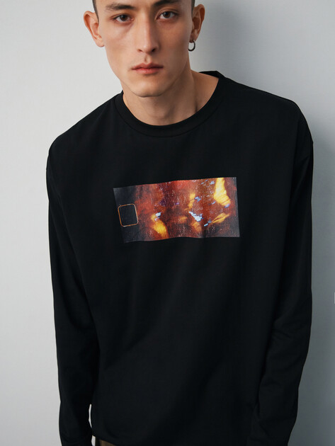 Мужской лонгслив MAISON DAVID, Артикул T-001M, черный | 4311117. Ракурс 3
