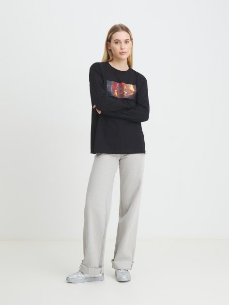 Женский лонгслив MAISON DAVID, Артикул T-001W, черный | 4311132. Ракурс 2
