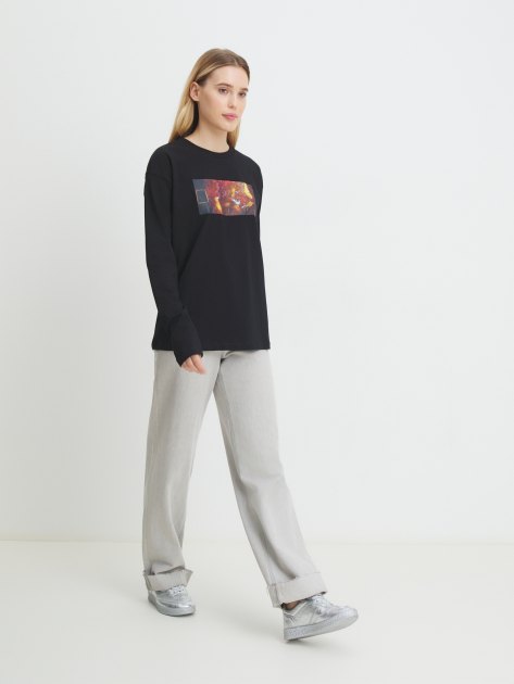 Женский лонгслив MAISON DAVID, Артикул T-001W, черный | 4311132. Ракурс 5
