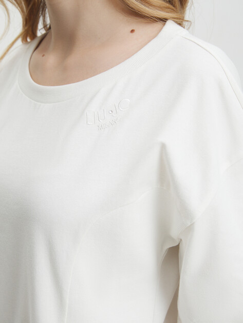 Женская футболка LIU∙JO ECS T-SHIRT MODA M/C, Артикул TA5108, молочно-белый | 4311185. Ракурс 3 Женская футболка LIU∙JO ECS T-SHIRT MODA M/C, Артикул TA5108, молочно-белый | 4311185. Ракурс 3