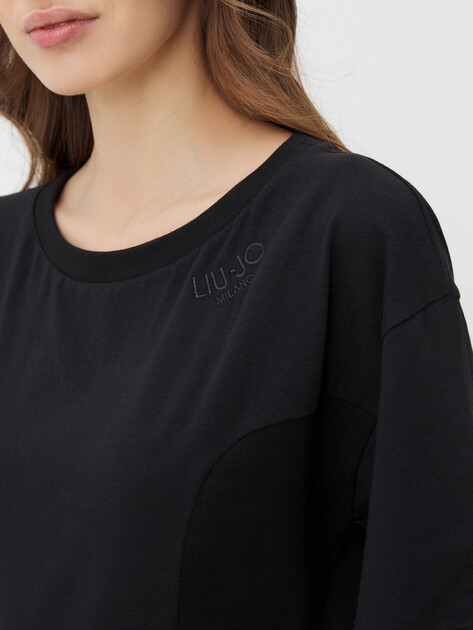 Женская футболка LIU∙JO ECS T-SHIRT MODA M/C, Артикул TA5108, черный | 4311193. Ракурс 3 Женская футболка LIU∙JO ECS T-SHIRT MODA M/C, Артикул TA5108, черный | 4311193. Ракурс 3