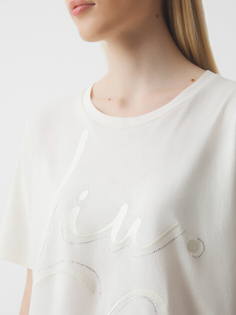 Женская футболка LIU∙JO ECS T-SHIRT MODA M/C, Артикул TA5174, молочно-белый | 4311213. Ракурс 3