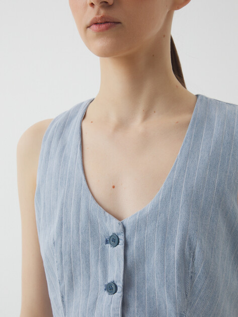 Женский жилет из денима LIU∙JO GILET DENIM STRIPE, Артикул UA5122, серо-голубой | 4313125. Ракурс 3
