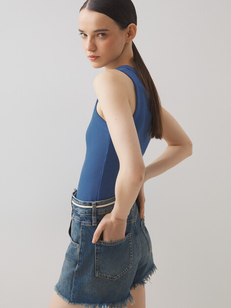 Женские шорты из денима LIU∙JO, Артикул UA5152, серо-синий | 4313193. Ракурс 5