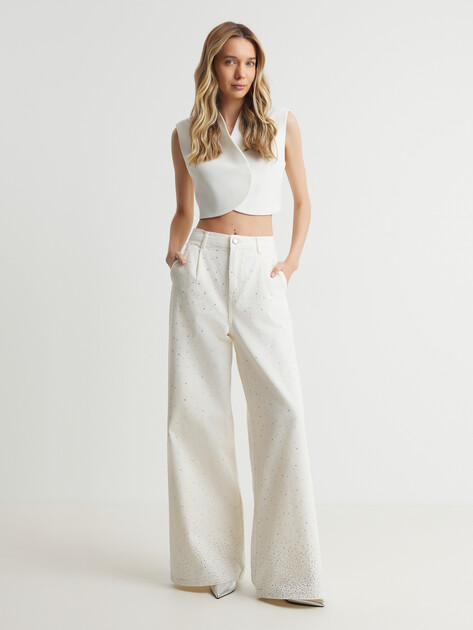 Женские джинсы клеш LIU∙JO PANT.FLARE H.W.STRASS, Артикул UA5168, белый | 4313224. Ракурс 2