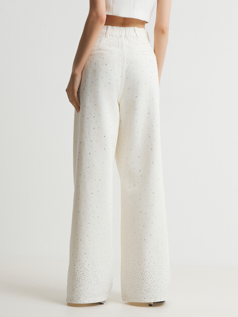 Женские джинсы клеш LIU∙JO PANT.FLARE H.W.STRASS, Артикул UA5168, белый | 4313224. Ракурс 4