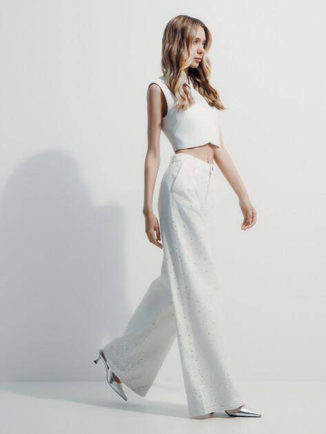 Женские джинсы клеш LIU∙JO PANT.FLARE H.W.STRASS, Артикул UA5168, белый | 4313224. Ракурс 5