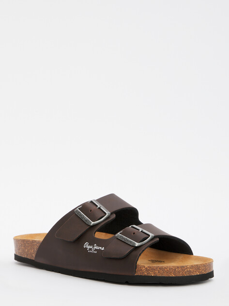 Мужские шлепанцы PEPE JEANS BIO M DOUBLE KANSAS, Артикул PMS90108, темно-коричневый | 4315352. Ракурс 3