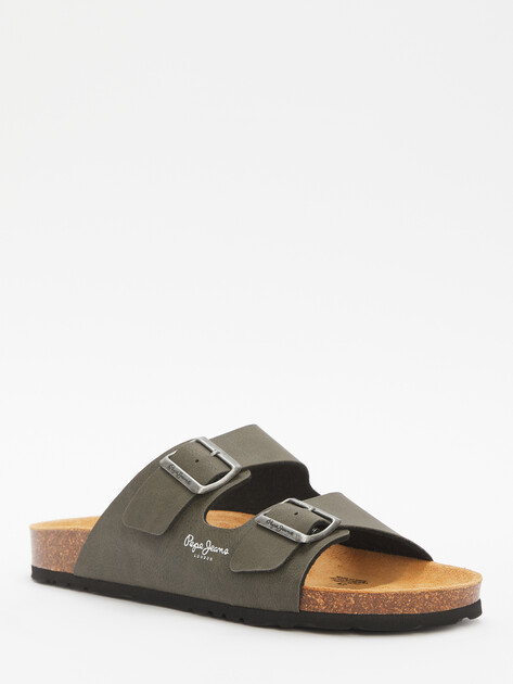 Мужские шлепанцы PEPE JEANS BIO M DOUBLE CHICAGO, Артикул PMS90110, серо-зеленый | 4315377. Ракурс 3