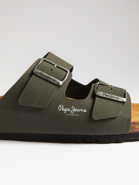 Мужские шлепанцы PEPE JEANS BIO M DOUBLE CHICAGO, Артикул PMS90110, серо-зеленый | 4315377. Ракурс 6