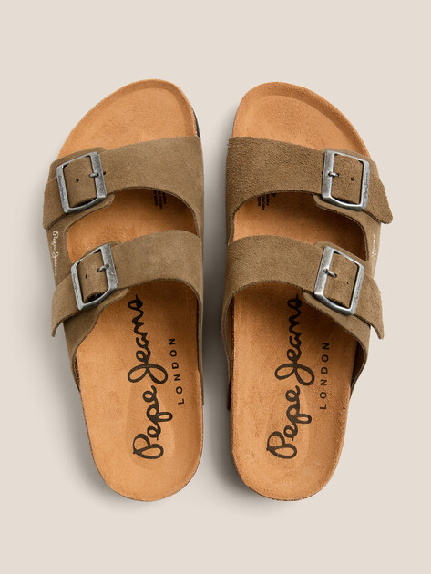 Мужские шлепанцы PEPE JEANS BIO SUEDE M, Артикул PMS90112, хаки | 4315394. Ракурс 4