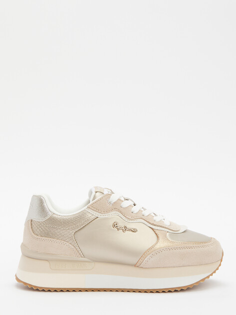 Женские кроссовки PEPE JEANS RUSPER SHINE, Артикул PLS60033, бежево-золотой | 4315760. Ракурс 3 Женские кроссовки PEPE JEANS RUSPER SHINE, Артикул PLS60033, бежево-золотой | 4315760. Ракурс 3