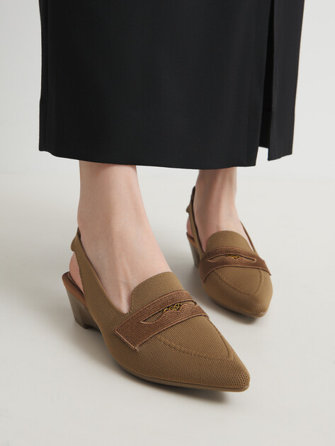 Женские туфли с открытой пяткой (слингбэк) TENDANCE, Артикул AF24P19-1, зеленовато-коричневый | 4316144. Ракурс 2