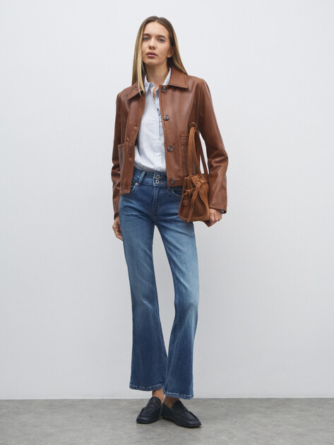 Женские джинсы клеш PEPE JEANS FLARE JEANS MW VENUS, Артикул PL204877IB5, синий | 4316531. Ракурс 2