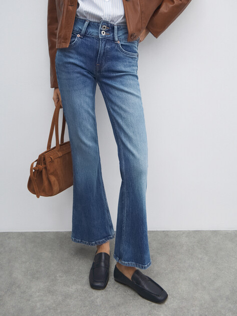 Женские джинсы клеш PEPE JEANS FLARE JEANS MW VENUS, Артикул PL204877IB5, синий | 4316531. Ракурс 5