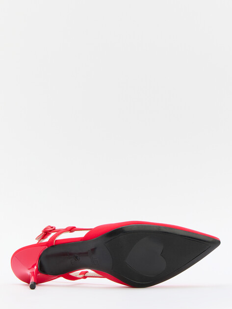 Женские туфли с открытой пяткой (слингбэк) LOVE MOSCHINO RUBBER LOGO, Артикул JA10627G, рубиновый | 4347716. Ракурс 4