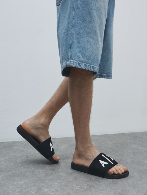 Мужские шлепанцы ARMANI EXCHANGE MYKONOS, Артикул XUP001, темно-синий | 4352833. Ракурс 6