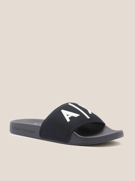 Мужские шлепанцы ARMANI EXCHANGE MYKONOS, Артикул XUP001, темно-синий | 4352833. Ракурс 2