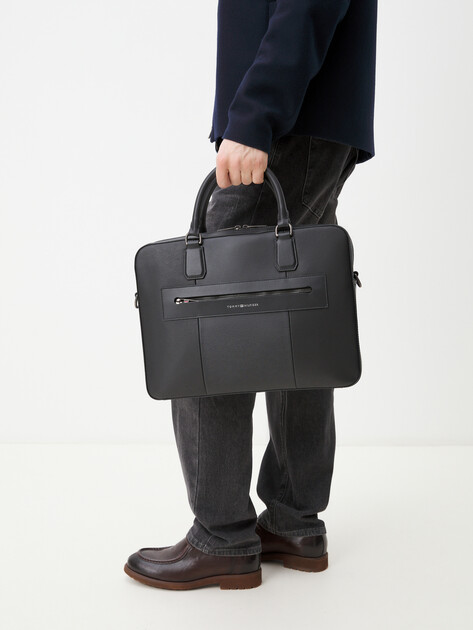 Мужская сумка для ноутбука TOMMY HILFIGER TH BUSINESS TEXTURED LEATHER LAPTOP BAG, Артикул AM0AM12489, черный | 4357140. Ракурс 2 Мужская сумка для ноутбука TOMMY HILFIGER TH BUSINESS TEXTURED LEATHER LAPTOP BAG, Артикул AM0AM12489, черный | 4357140. Ракурс 2