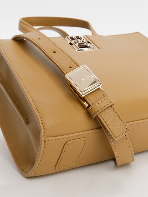 Женский тоут TOMMY HILFIGER TH RESET MINI TOTE, Артикул AW0AW16762, темно-бежевый | 4357322. Ракурс 3