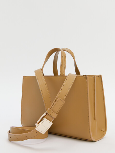 Женский тоут TOMMY HILFIGER TH RESET MINI TOTE, Артикул AW0AW16762, темно-бежевый | 4357322. Ракурс 4