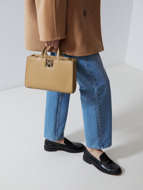 Женский тоут TOMMY HILFIGER TH RESET MINI TOTE, Артикул AW0AW16762, темно-бежевый | 4357322. Ракурс 6