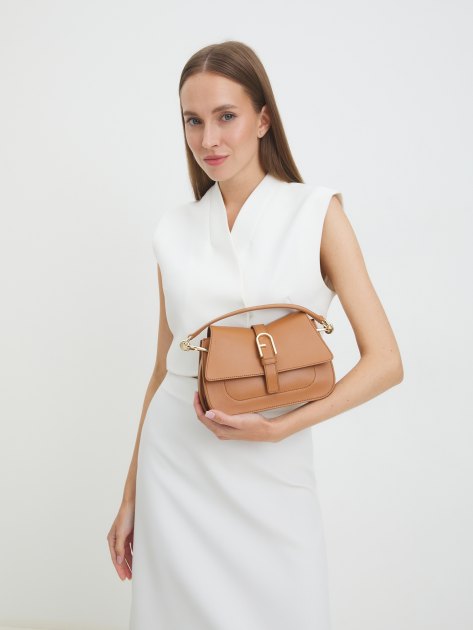 Женская сумка  FURLA, Артикул FURLA FLOW MINI TOP HANDLE, карамельный | 4363791. Ракурс 2