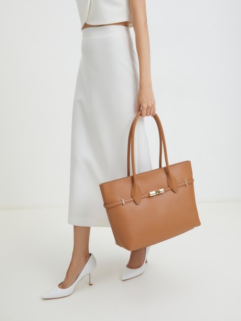 Женский тоут FURLA, Артикул FURLA GOCCIA L TOTE, карамельный | 4363965. Ракурс 7
