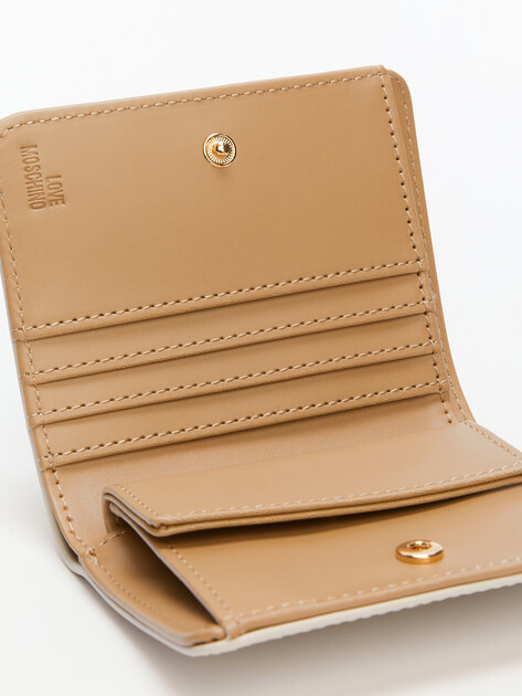 Женское портмоне LOVE MOSCHINO SLG LOVE EMBOSSED, Артикул JC5630PP SS25, молочно-бежевый | 4377295. Ракурс 3