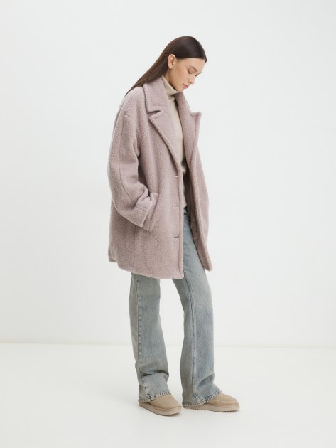 Женское полупальто тедди MAISON DAVID DIANA_TEDDY, Артикул DIANA_TEDDY, серо-розовый | 4394588. Ракурс 2