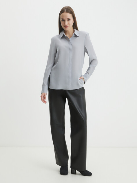 Женская шелковая блузка MAISON DAVID, Артикул 20231226, светло-серый | 4408169. Ракурс 2